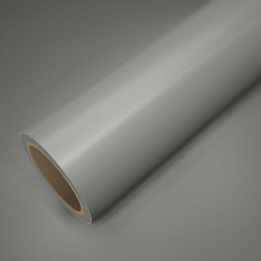 Rouleau de vinyle ICR® gris Mercedes posé sur une feuille du même vinyle