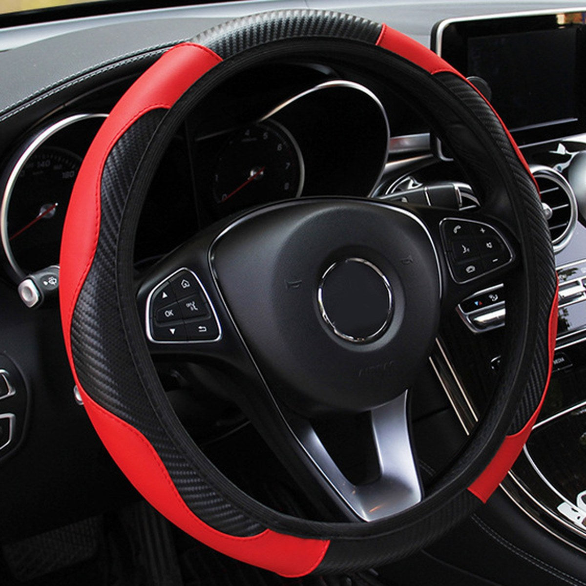 Couvre-volant effet carbone rouge