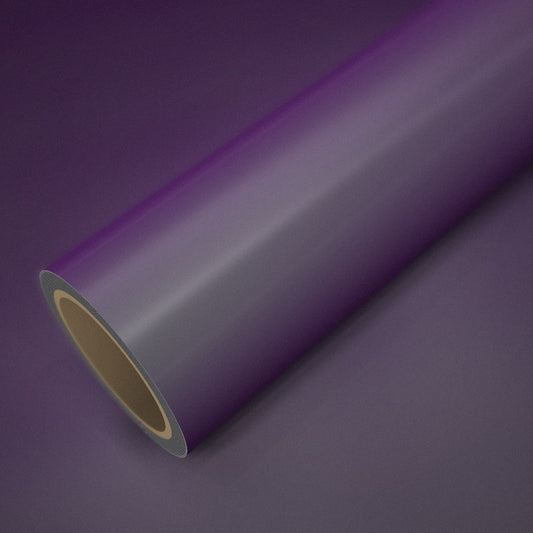 Rouleau de vinyle ICR® magique gris vers violet posé sur une feuille du même vinyle